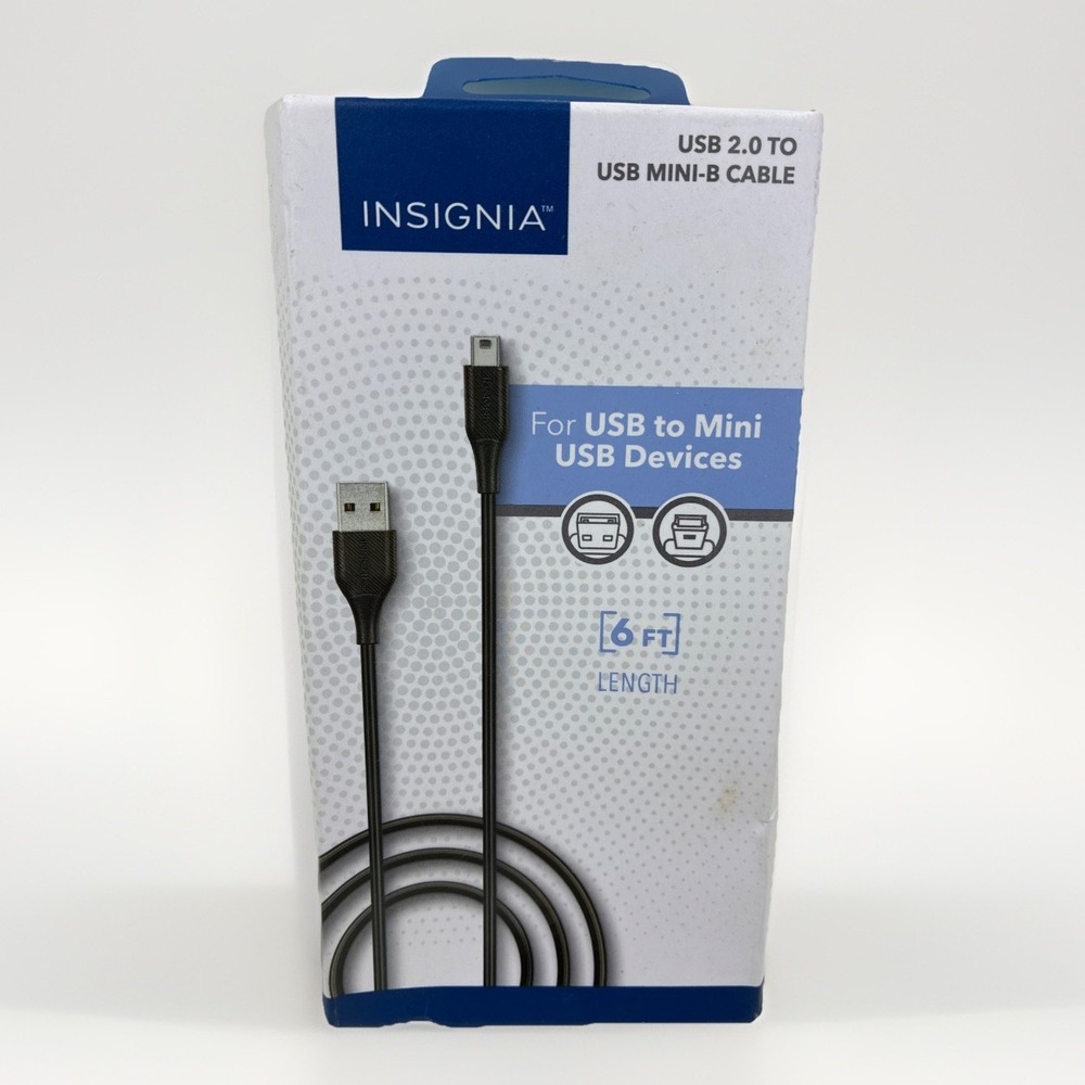 Insignia- 6' USB to Mini-B Charge-and-Sync Printer Cable - Black